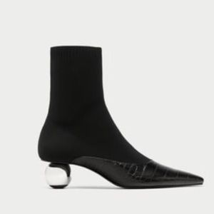 ZARA Sock Boots w/ Ball Heel